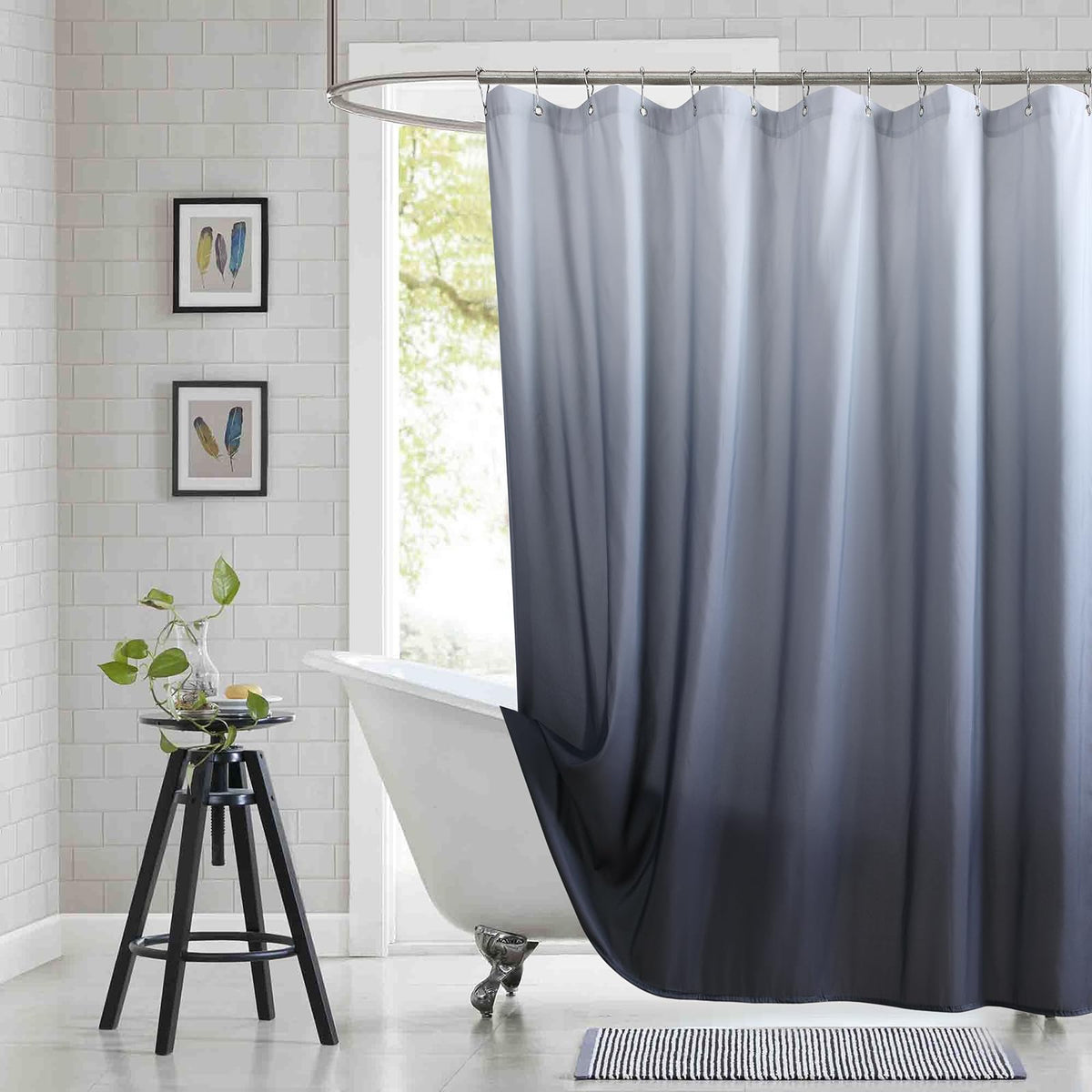 Fabric Shower Curtain, Blue Shower Curtain, Plolyester Ombre Shower Curtains for Bathroom, Modern Decorative Bathroom Curtains, 72" W x 72" H