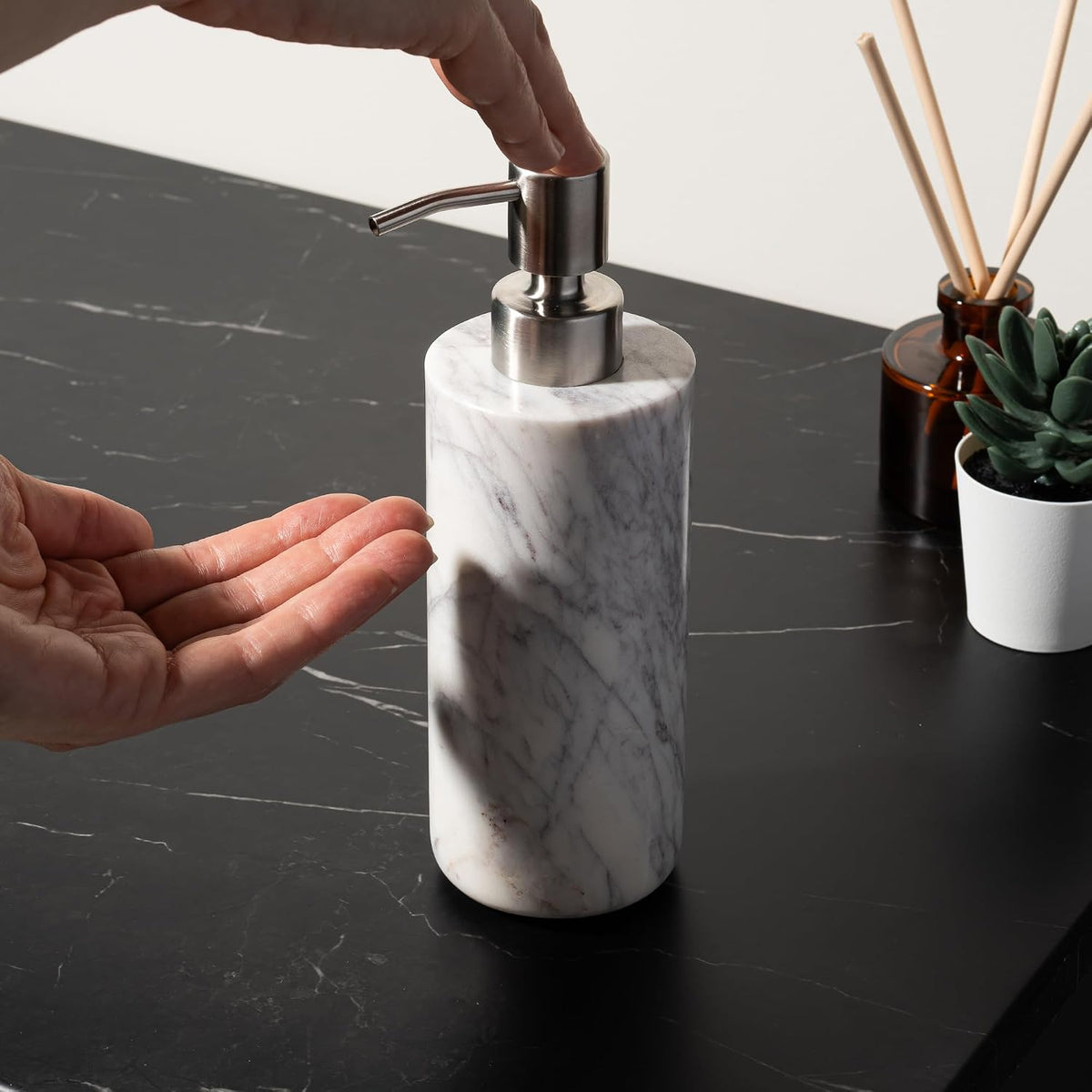 Cork & Mill Marble Bathroom Accessories Set, White Vanity Decor