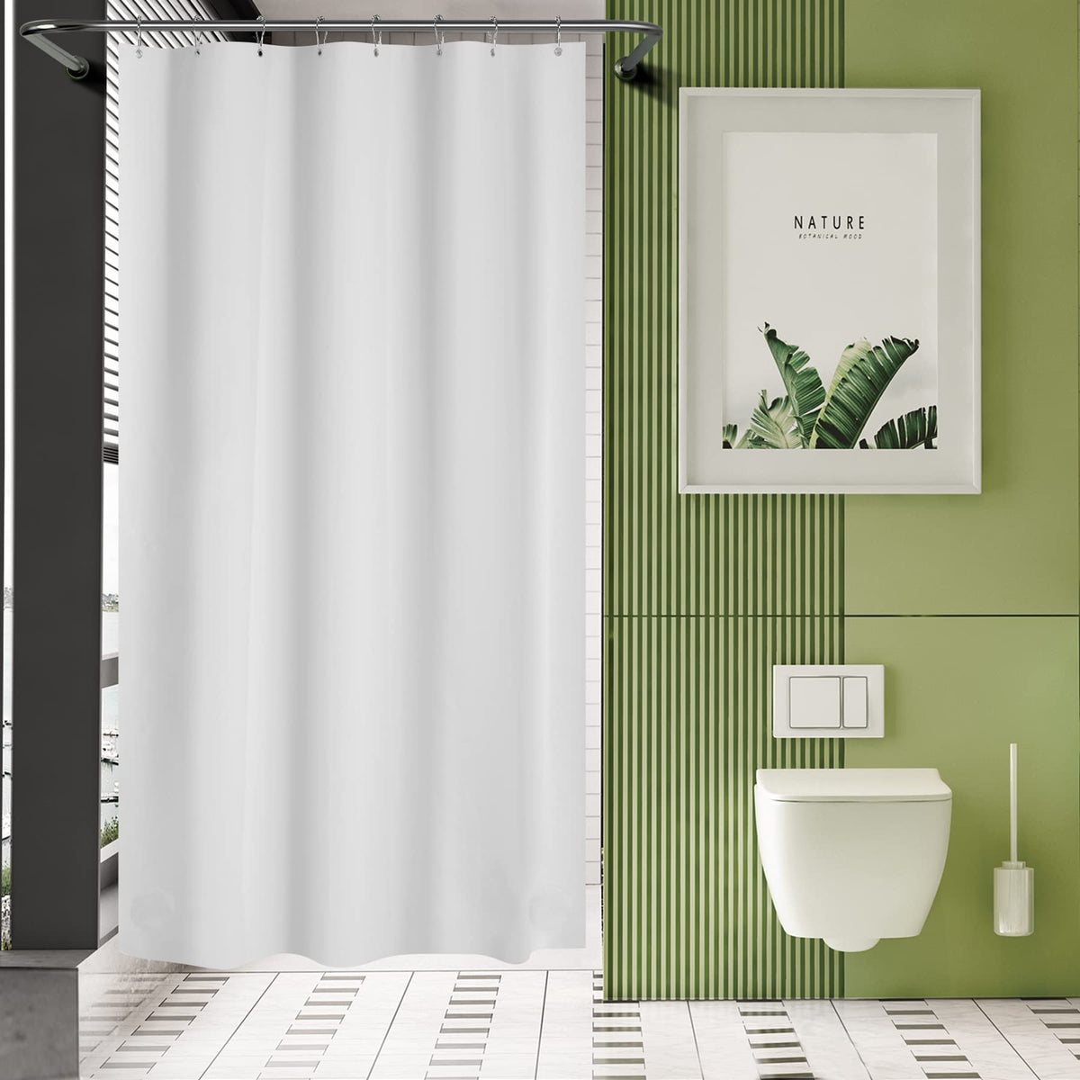 AmazerBath Plastic Shower Curtain Clear 72x74 Inches, Clear Shower Curtain Heavy Duty 8G Premium PEVA, Weighted Shower Curtains for Bathroom Accessories with 3 Big Stones and 12 Rustproof Grommets