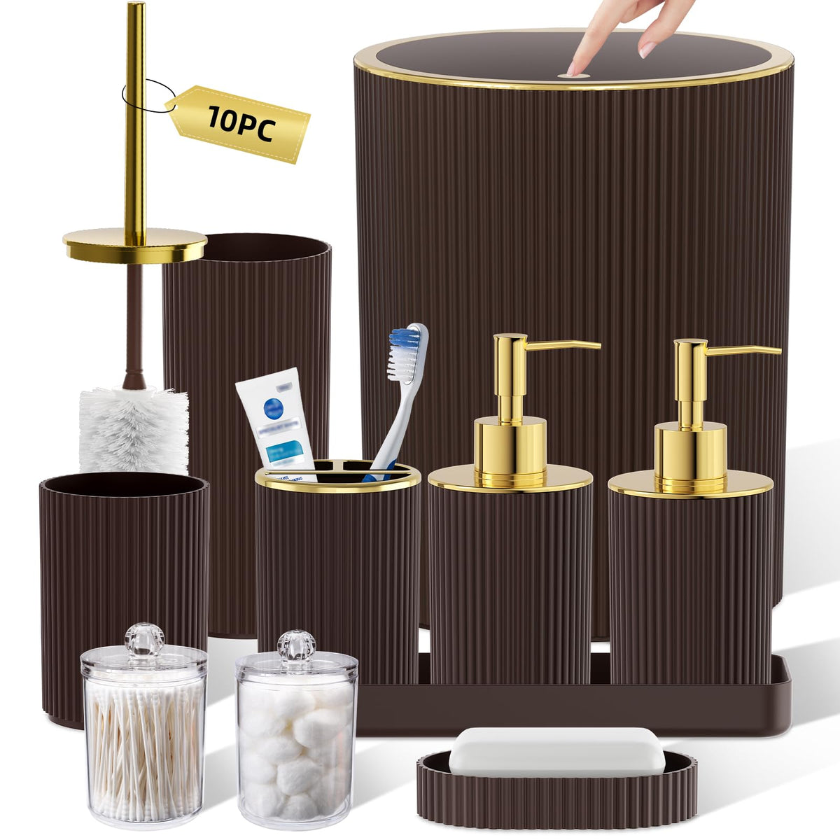 10PC Bathroom Accessory Set - White Bathroom Bath Decor Sets