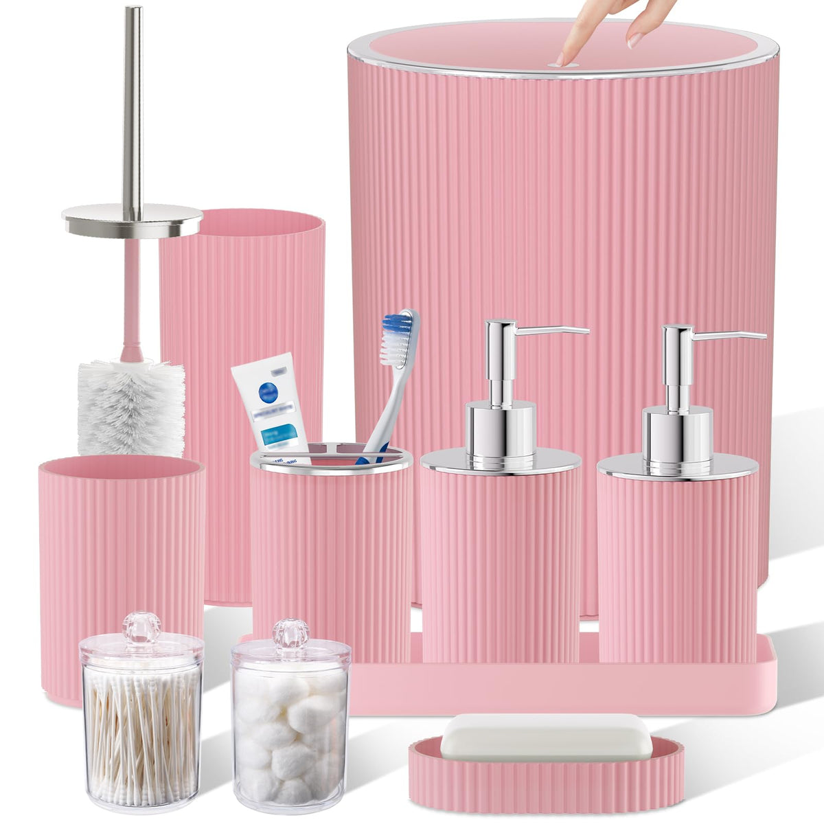 10PC Bathroom Accessory Set - White Bathroom Bath Decor Sets