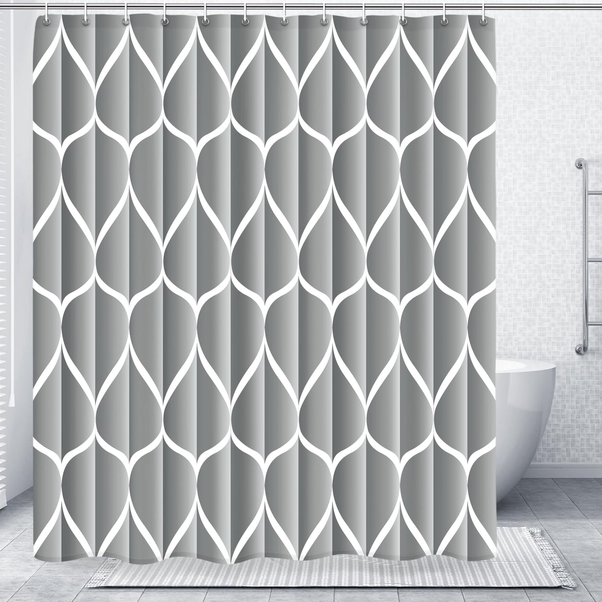 Gelbchu Grey Blend Geometric Shower Curtain for Bathroom, 72x72 Inch