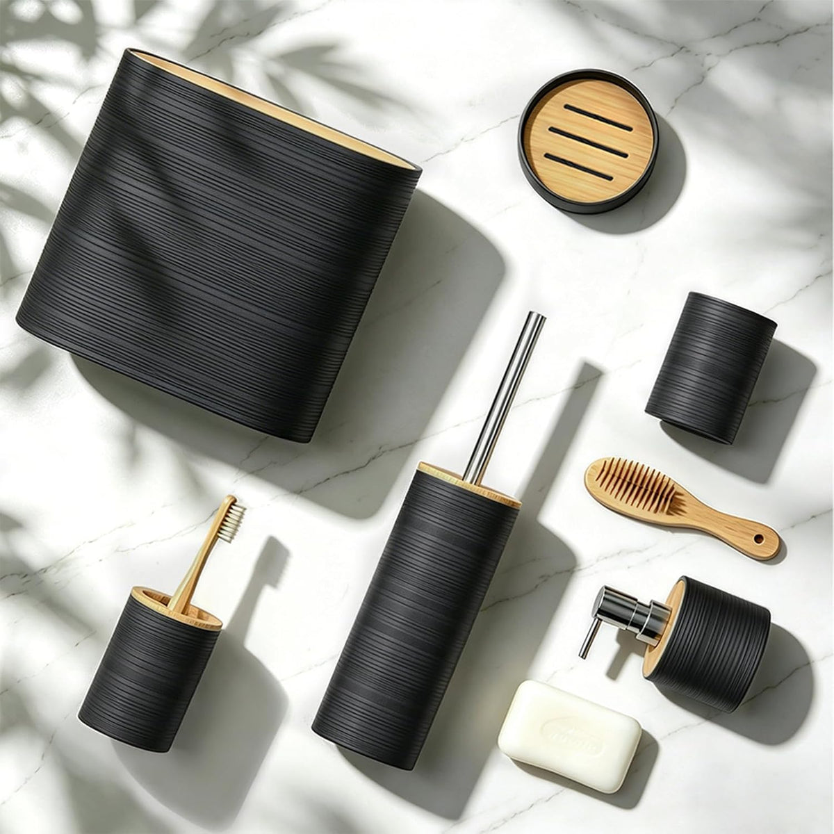 Bathroom Accessory Set, 6-Pcs Black