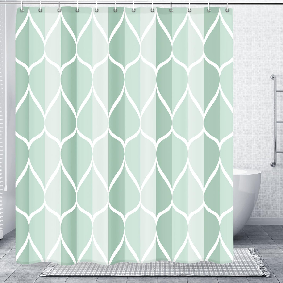 Gelbchu Grey Blend Geometric Shower Curtain for Bathroom, 72x72 Inch