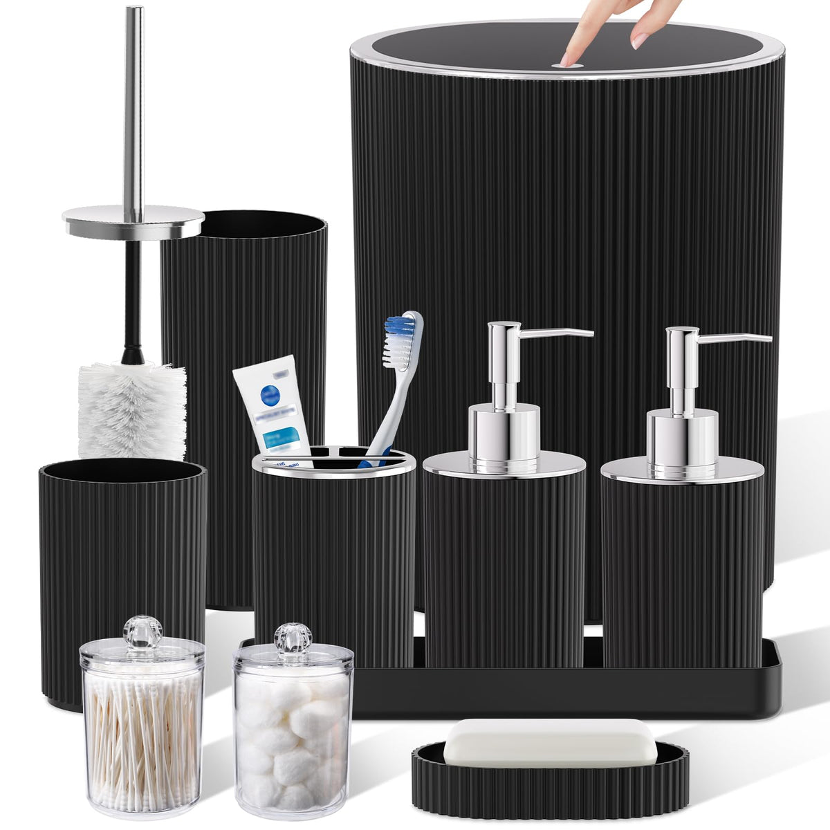 10PC Bathroom Accessory Set - White Bathroom Bath Decor Sets