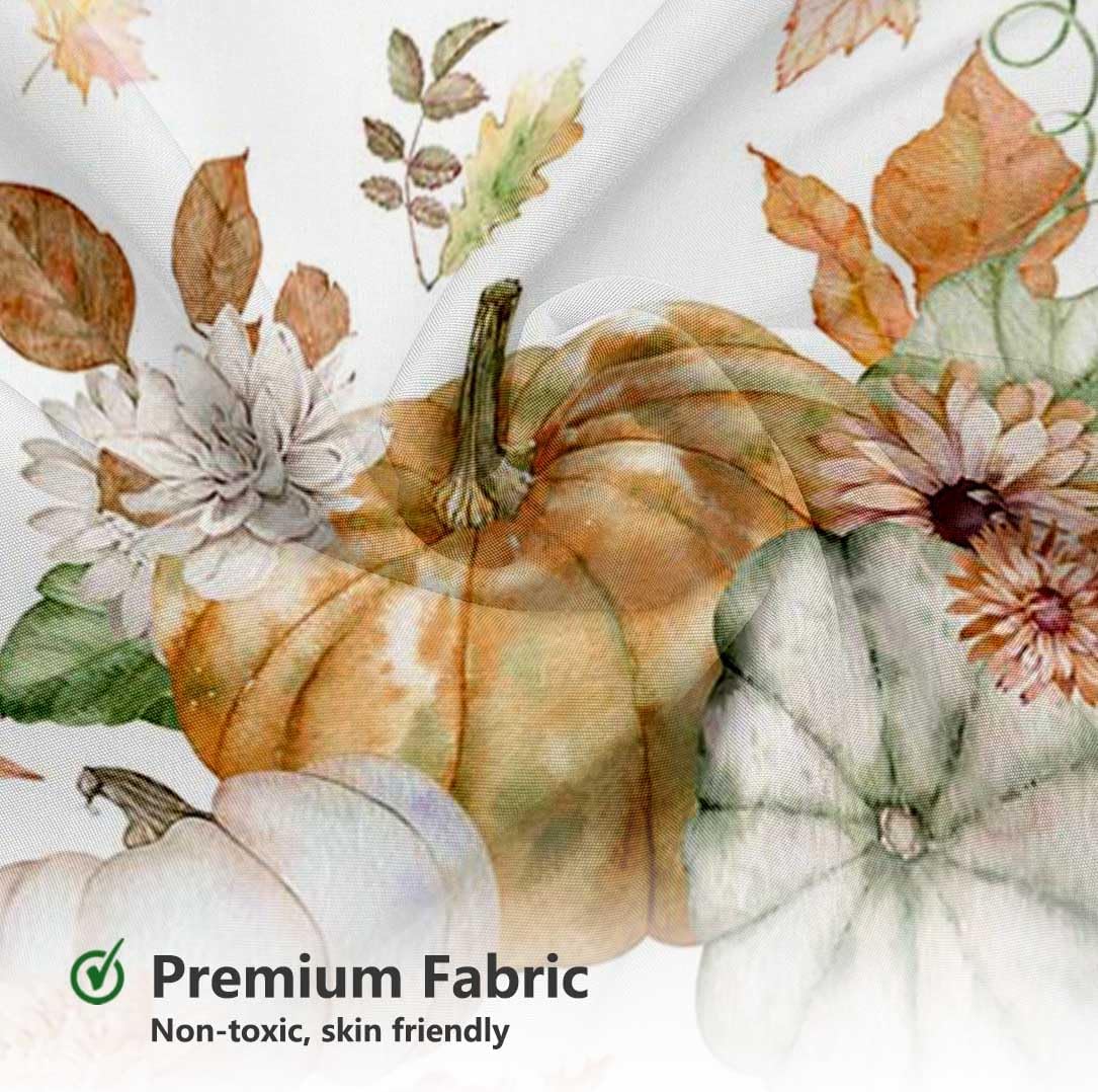 MEHOFOND Fall PumpkinsShower Curtain Autumn Watercolor Floral Bath Curtain