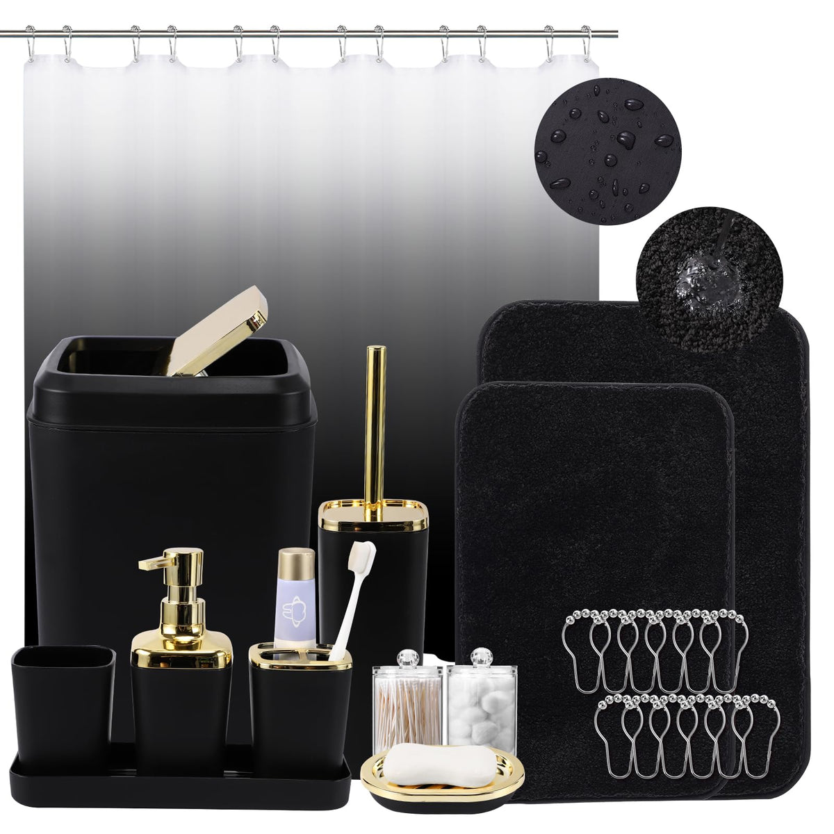 XLHOMO Sage Green Bathroom Set, Bathroom Sets with Shower Curtain and Rugs