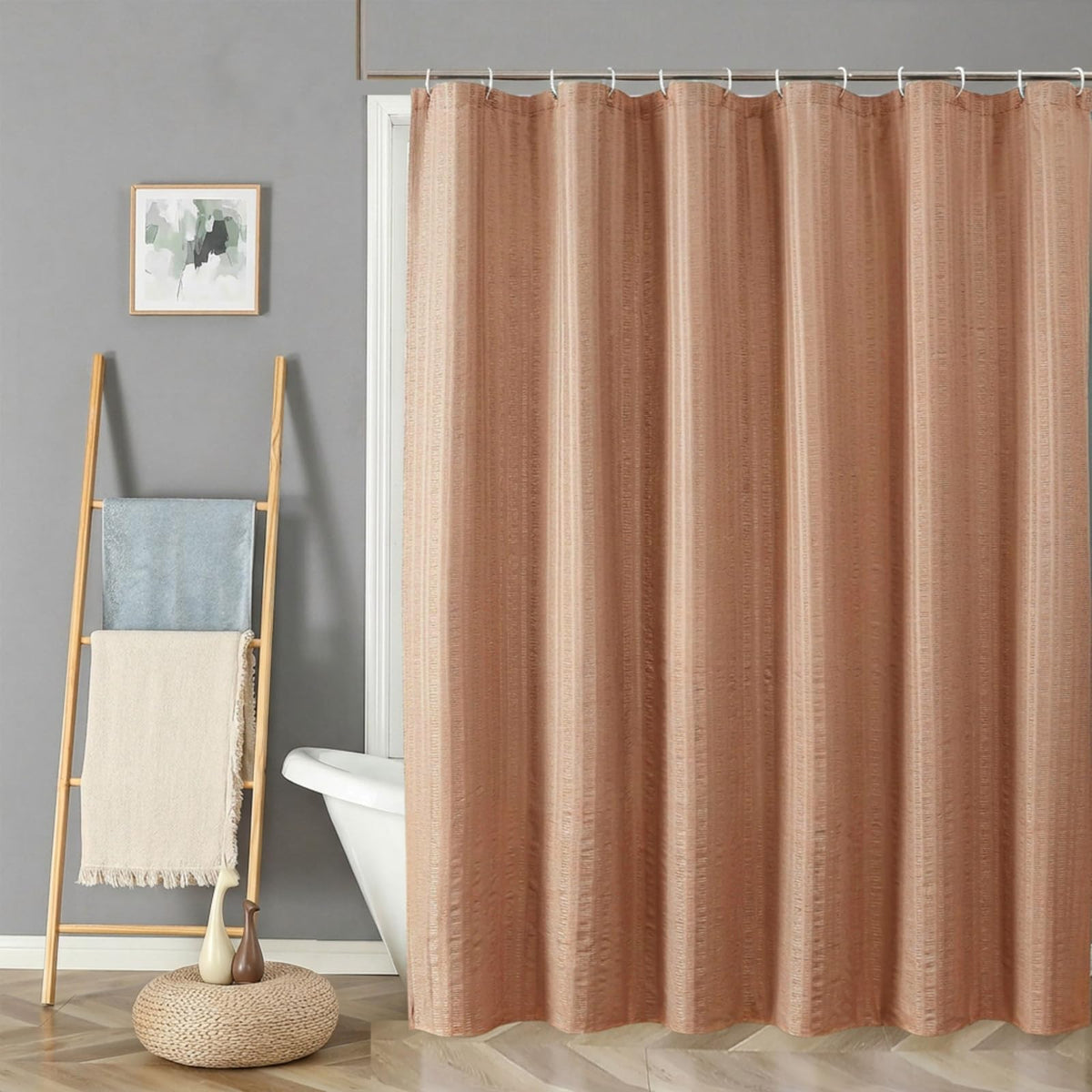 Aiyufeng Moga Sage Green Shower Curtain - 3D Embossed Textured Shower Curtains for Bathroom, Luxury Polyester Cloth Bath Curtain, 72Wx72H, Green