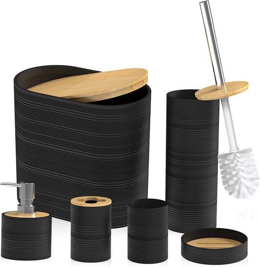 Bathroom Accessory Set, 6-Pcs Black