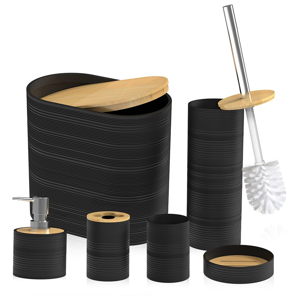 Bathroom Accessory Set, 6-Pcs Black