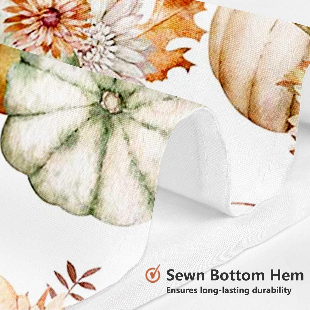 MEHOFOND Fall PumpkinsShower Curtain Autumn Watercolor Floral Bath Curtain
