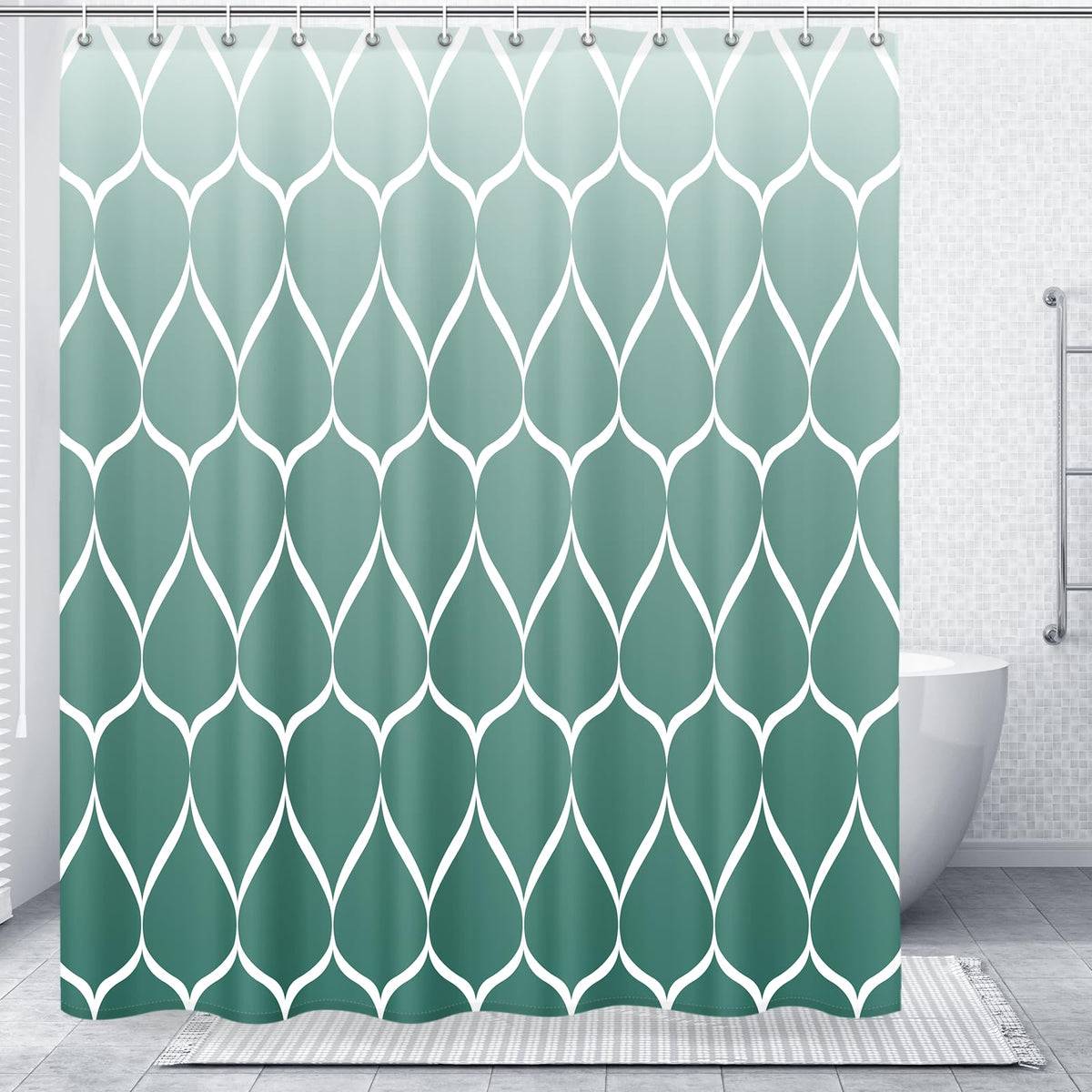 Gelbchu Grey Blend Geometric Shower Curtain for Bathroom, 72x72 Inch
