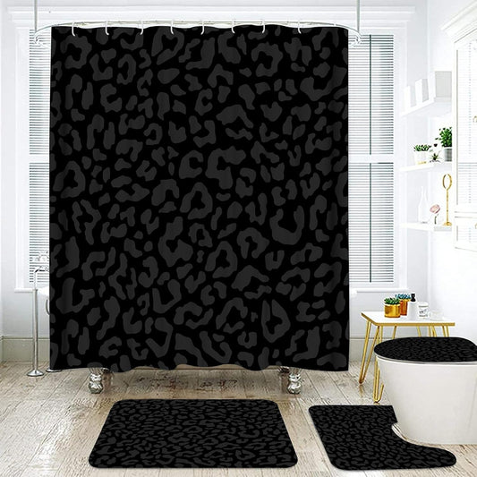 Leopard Shower Curtain 4Pcs Cheetah Print Shower Curtain Sets with Rugs