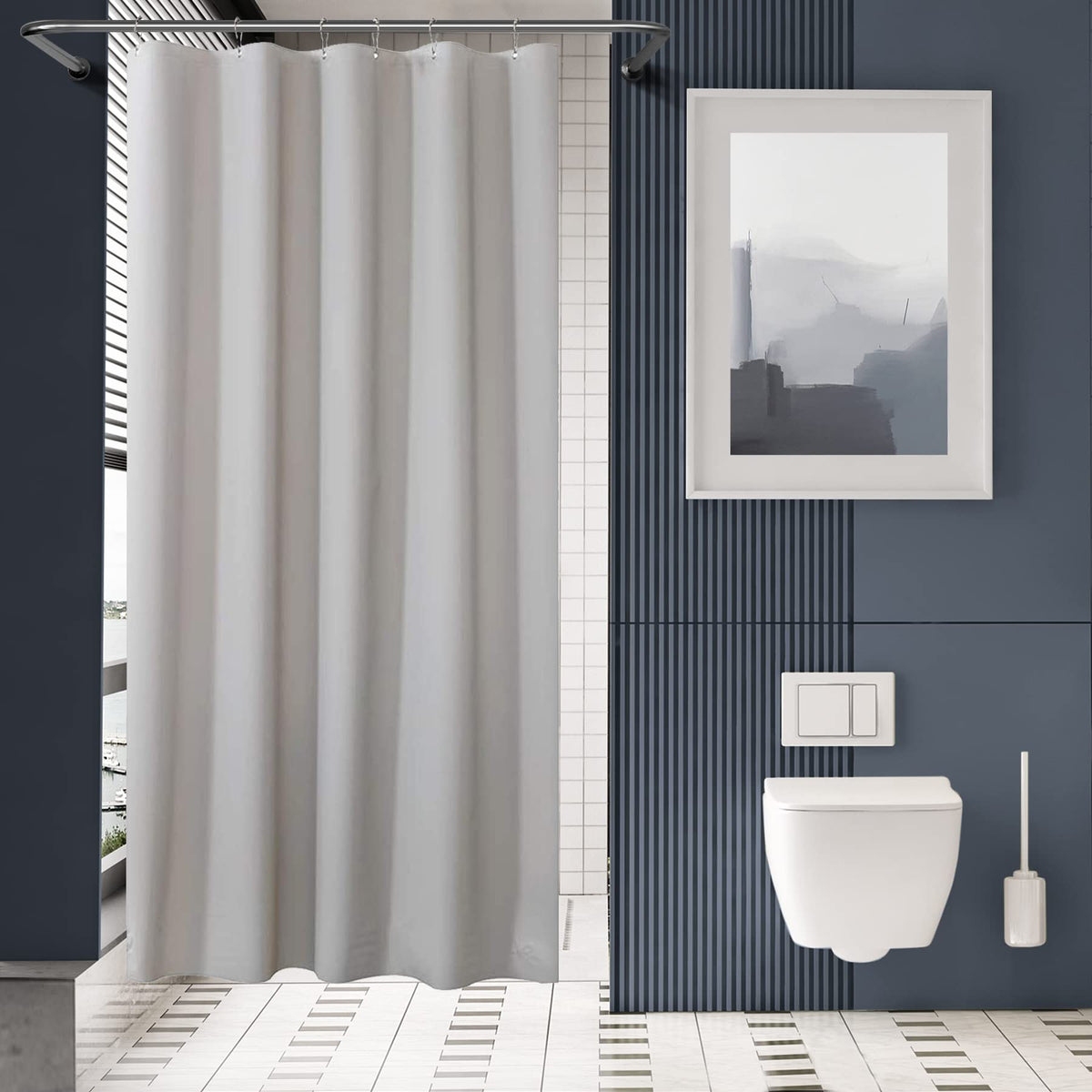 AmazerBath Plastic Shower Curtain Clear 72x74 Inches, Clear Shower Curtain Heavy Duty 8G Premium PEVA, Weighted Shower Curtains for Bathroom Accessories with 3 Big Stones and 12 Rustproof Grommets