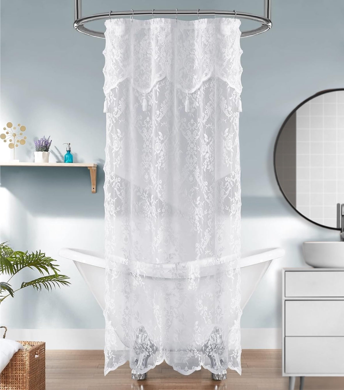 Warm Home Designs Black Stall Shower Curtain with Valance. LA Black 36