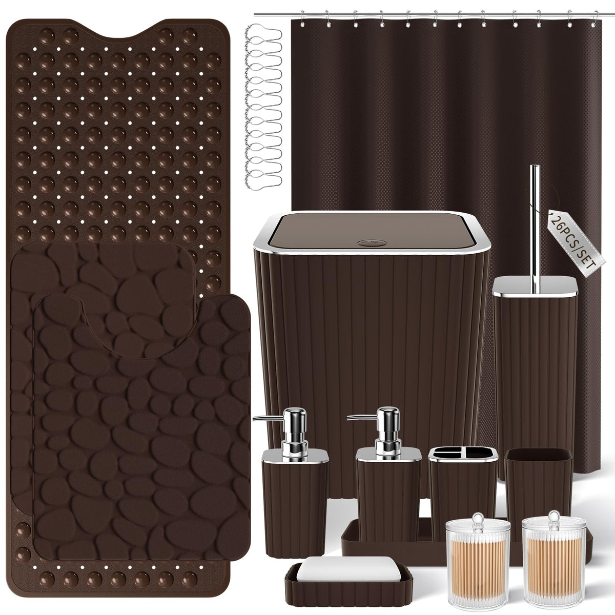 XLHOMO Bathroom Accessories Set - 10PC Gorgeous Black Bathroom Set