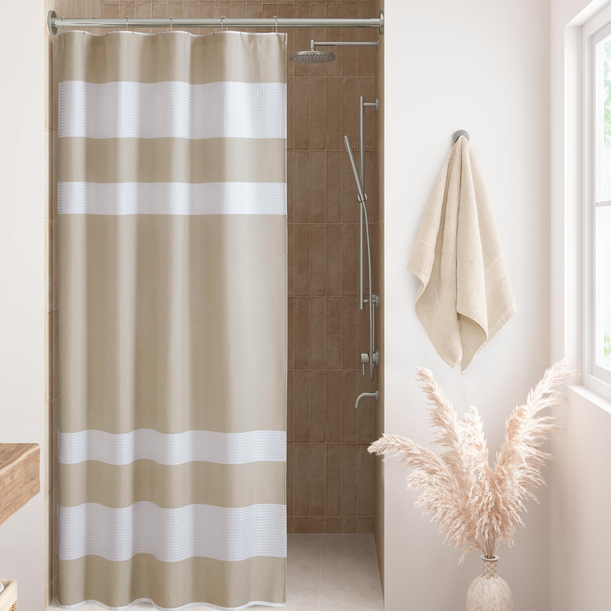 Madison Park Spa Waffle Shower Curtain for Bathroom, 72 x 72, Grey