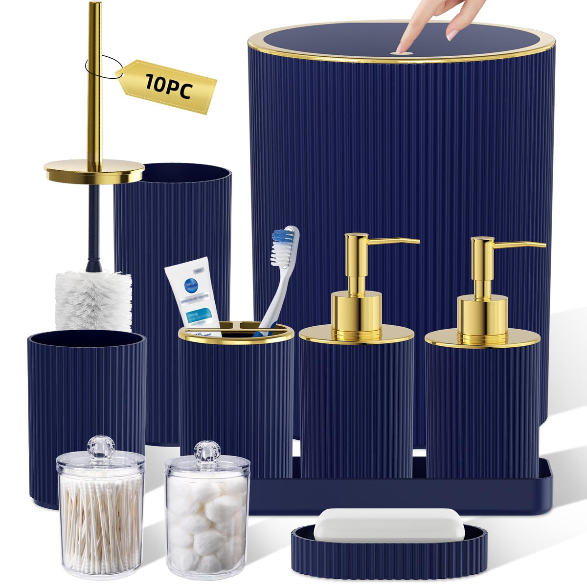 10PC Bathroom Accessory Set - White Bathroom Bath Decor Sets