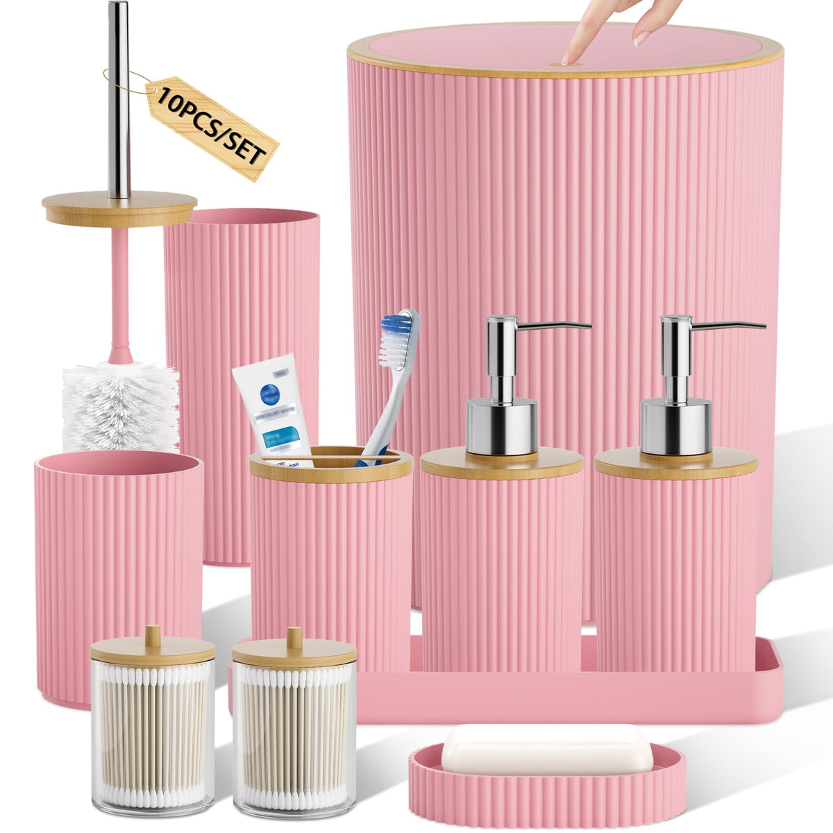 10PC Bathroom Accessory Set - White Bathroom Bath Decor Sets