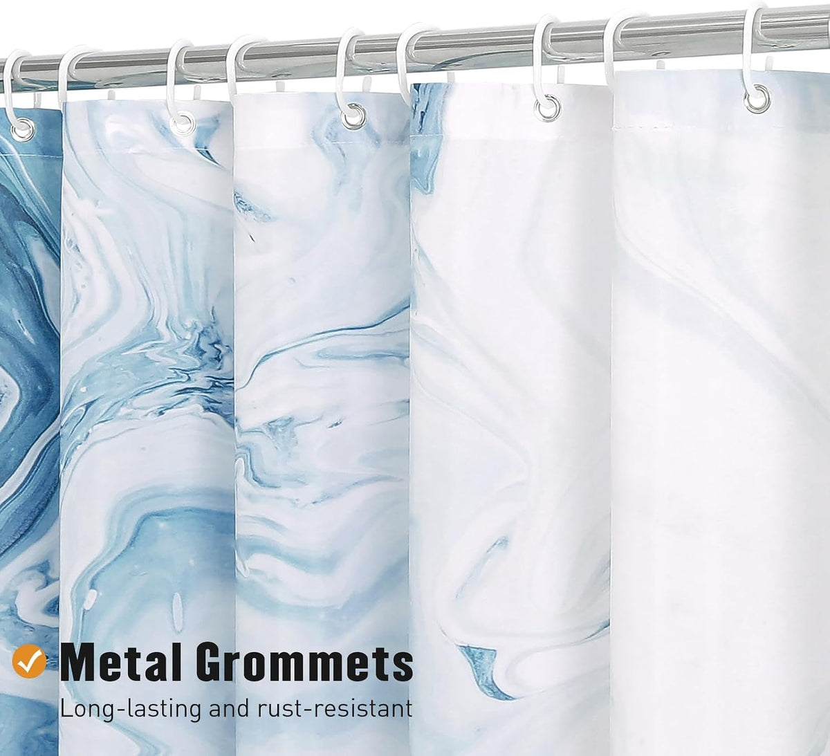 Blue Marble Fabric Shower Curtain, Abstract Watercolor, 72 x 72 Inches