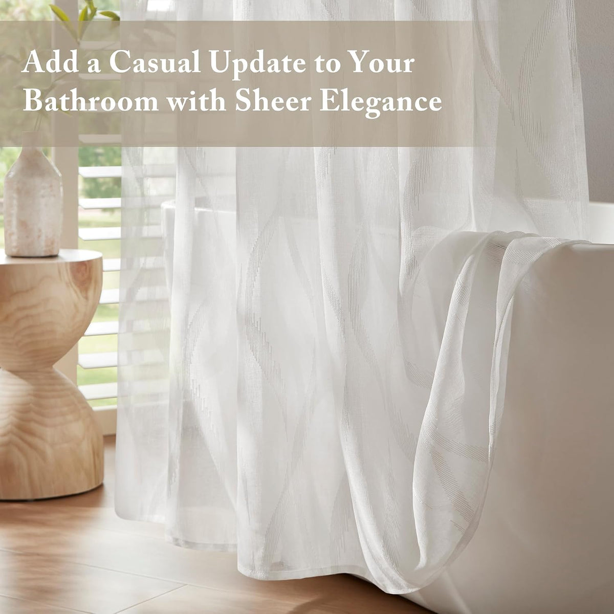 Madison Park Candice Sheer Shower Curtain for Bathroom, 72 x 72, White