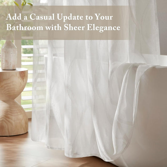 Madison Park Candice Sheer Shower Curtain for Bathroom, 72 x 72, White