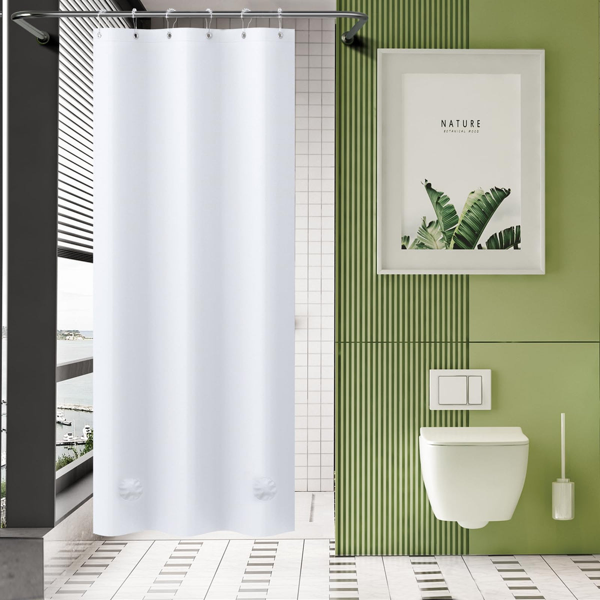 AmazerBath Plastic Shower Curtain Clear 72x74 Inches, Clear Shower Curtain Heavy Duty 8G Premium PEVA, Weighted Shower Curtains for Bathroom Accessories with 3 Big Stones and 12 Rustproof Grommets