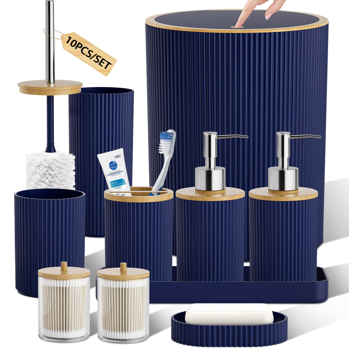 10PC Bathroom Accessory Set - White Bathroom Bath Decor Sets