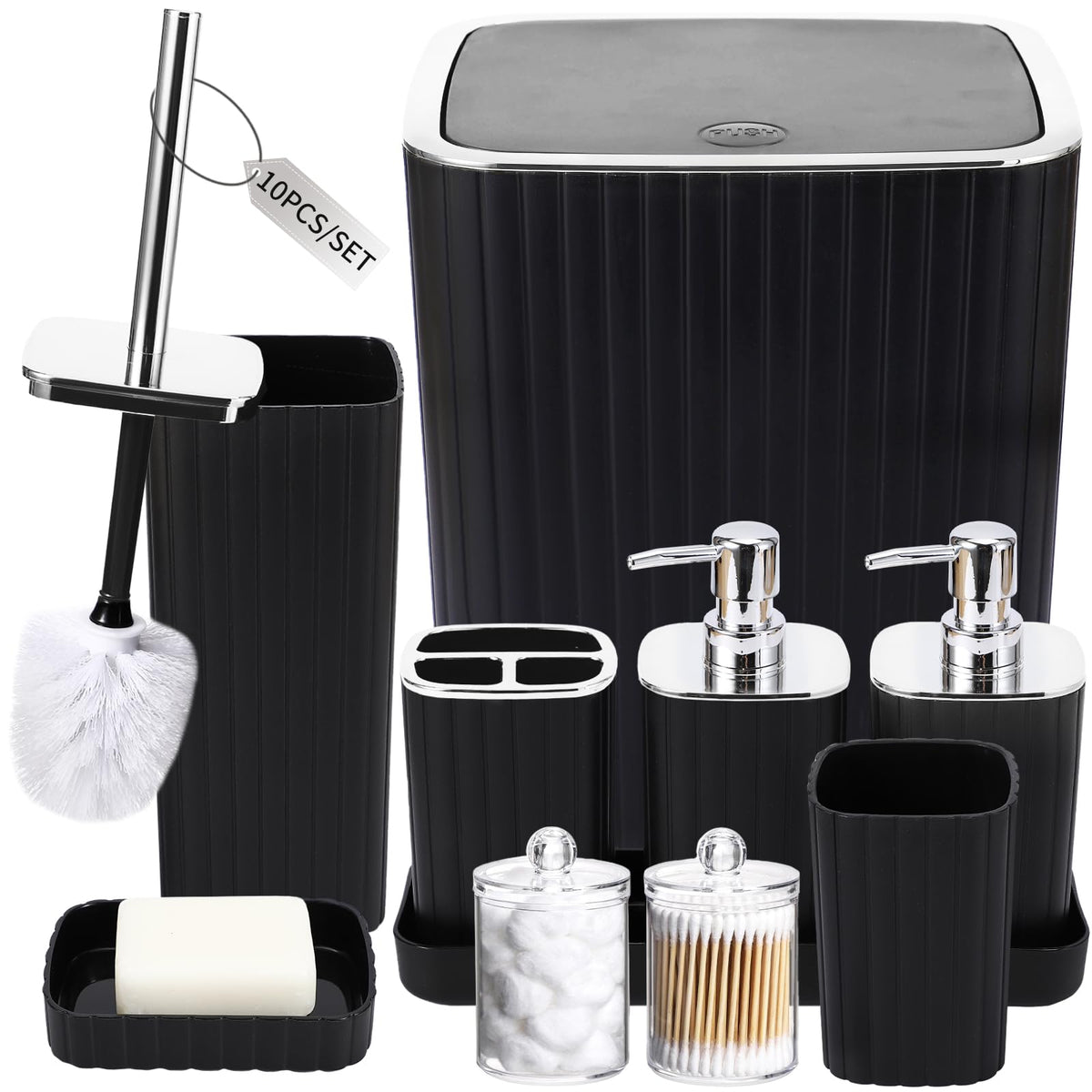 XLHOMO Bathroom Accessories Set - 10PC Gorgeous Black Bathroom Set