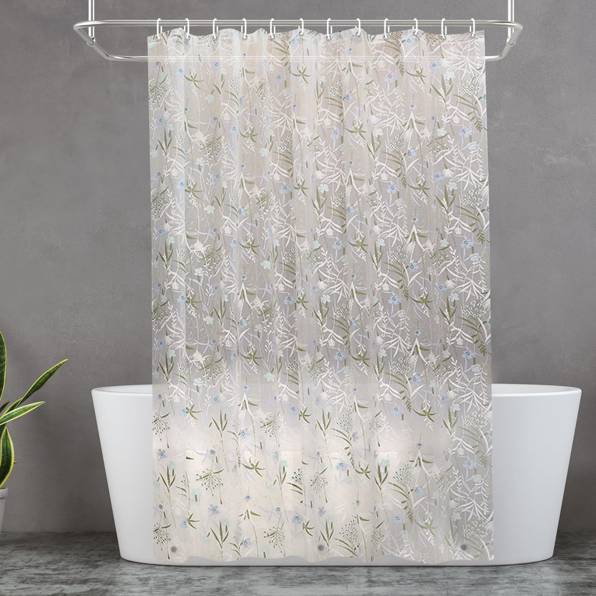 PEVA Shower Curtain, Water Repellent Premium Bathroom Shower Curtain with 3 Magnetic Weights for Shower Stall, Bathtubs