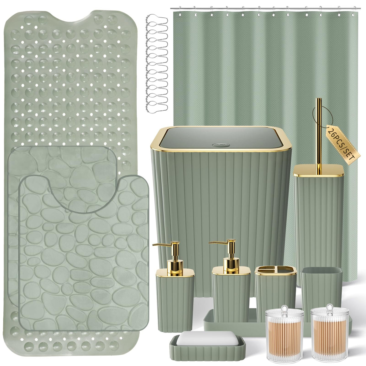 XLHOMO Bathroom Accessories Set - 10PC Gorgeous Black Bathroom Set
