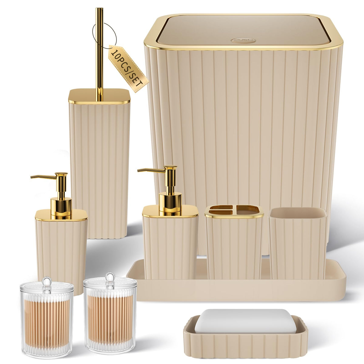 XLHOMO Bathroom Accessories Set - 10PC Gorgeous Black Bathroom Set