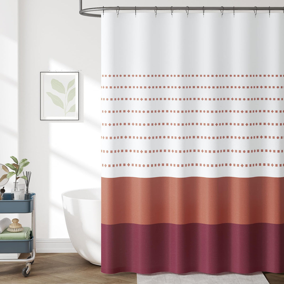jinchan Ombre Ocean Blue Shower Curtain for Bathroom 70x72 Inch 12 Hooks