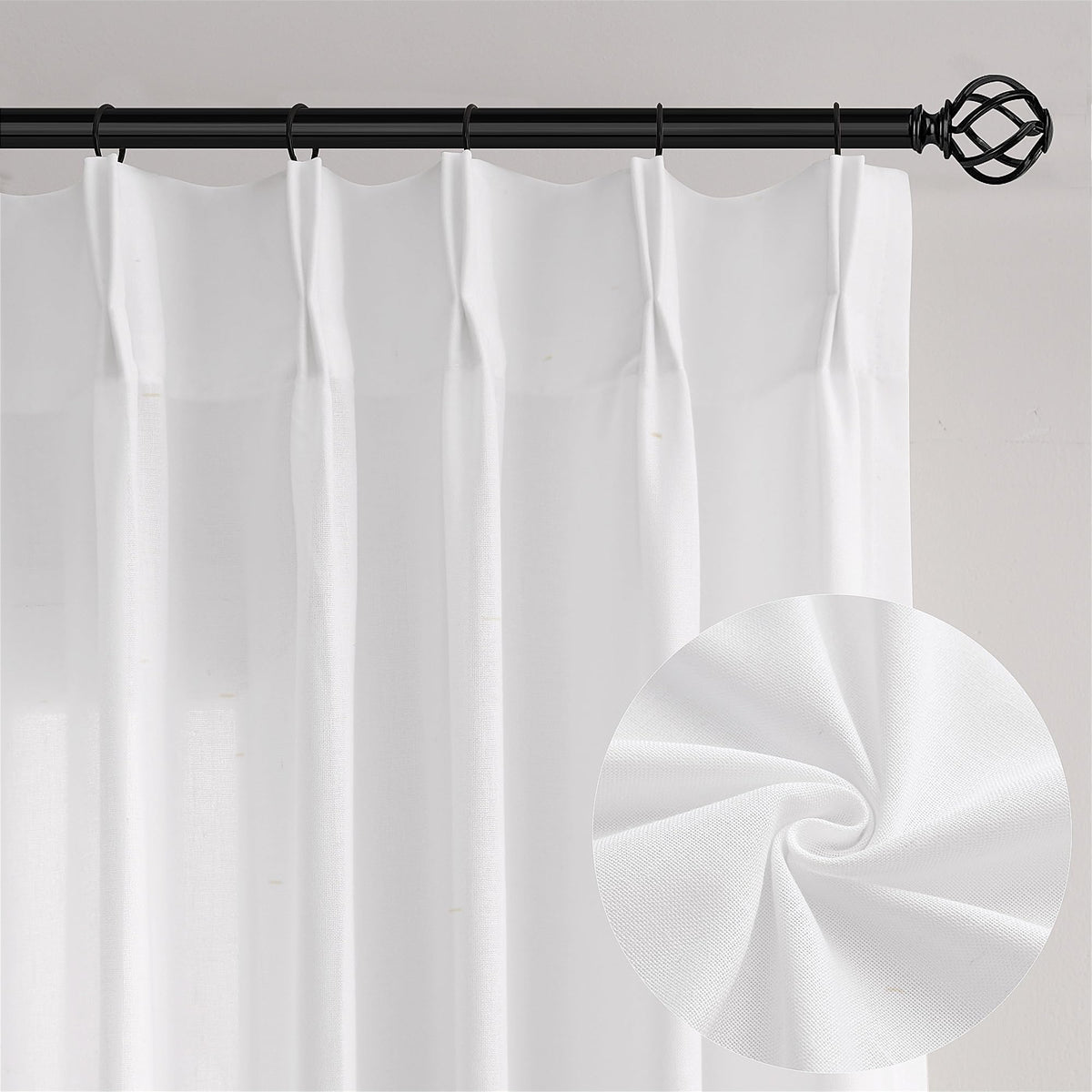 72 Inch Linen Pleated Shower Curtain Burlywood Birch Semi Sheer