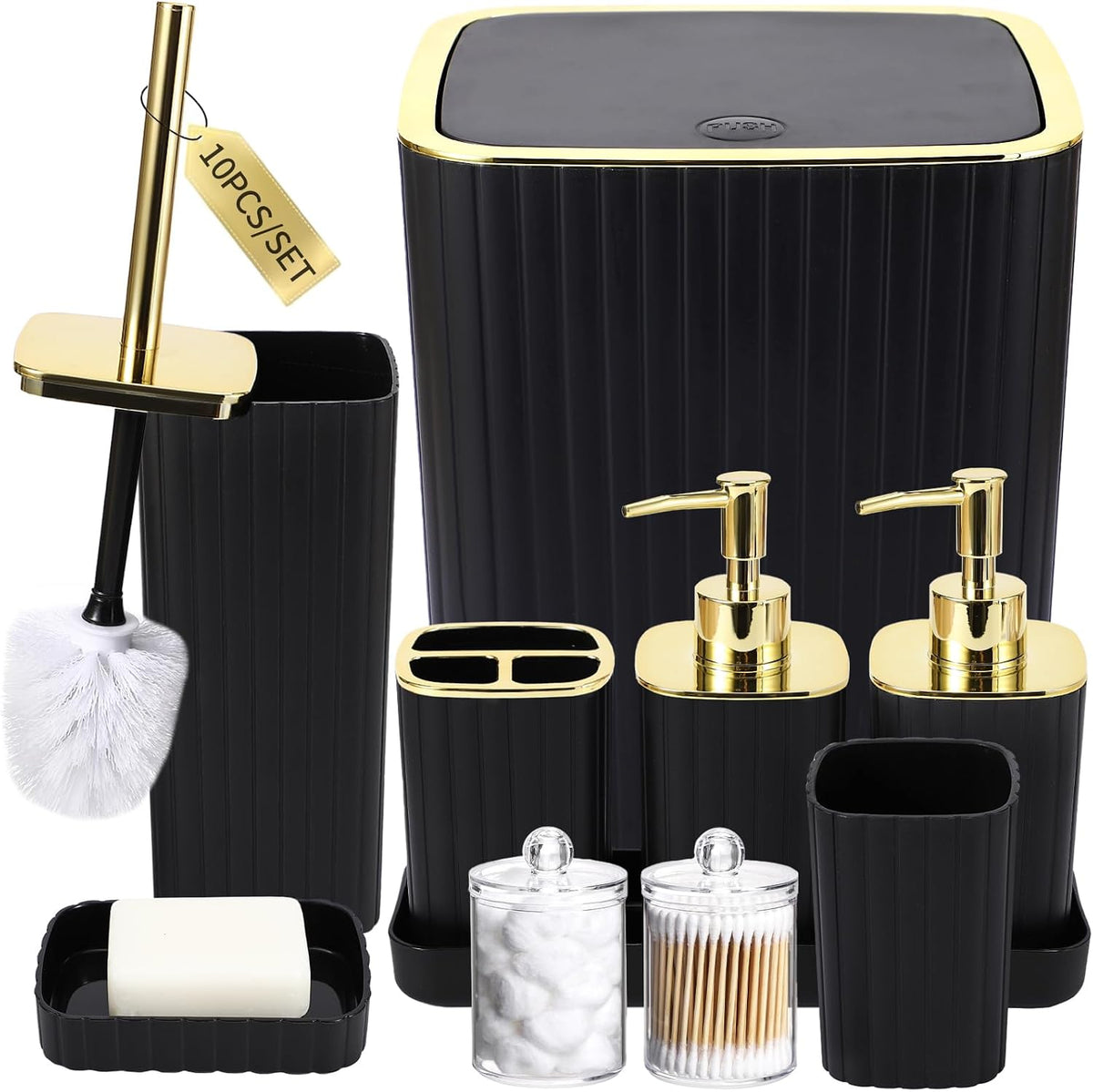 XLHOMO Bathroom Accessories Set - 10PC Gorgeous Black Bathroom Set