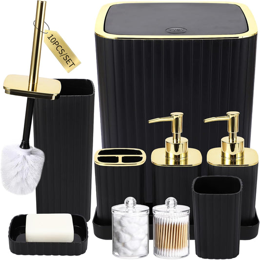 XLHOMO Bathroom Accessories Set - 10PC Gorgeous Black Bathroom Set