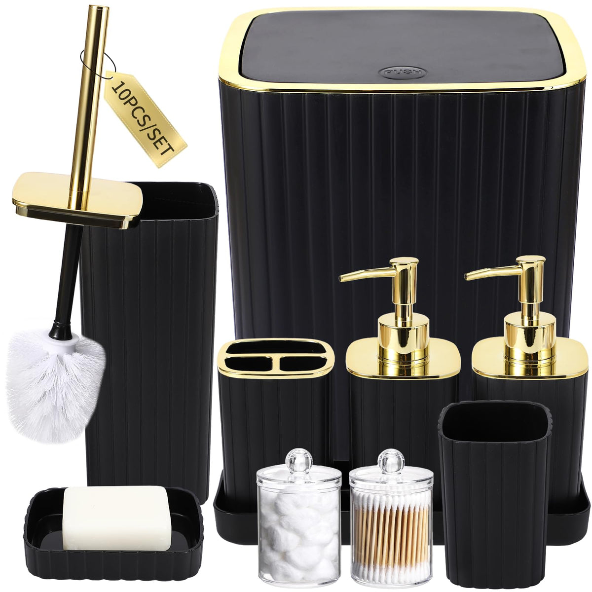 XLHOMO Bathroom Accessories Set - 10PC Gorgeous Black Bathroom Set