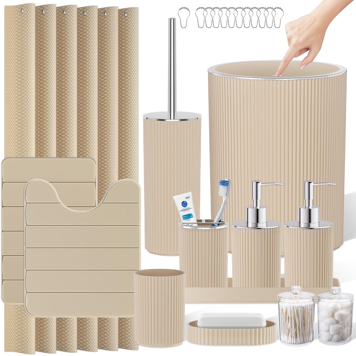 10PC Bathroom Accessory Set - White Bathroom Bath Decor Sets