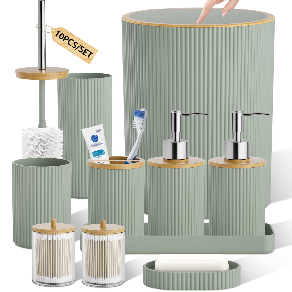 10PC Bathroom Accessory Set - White Bathroom Bath Decor Sets