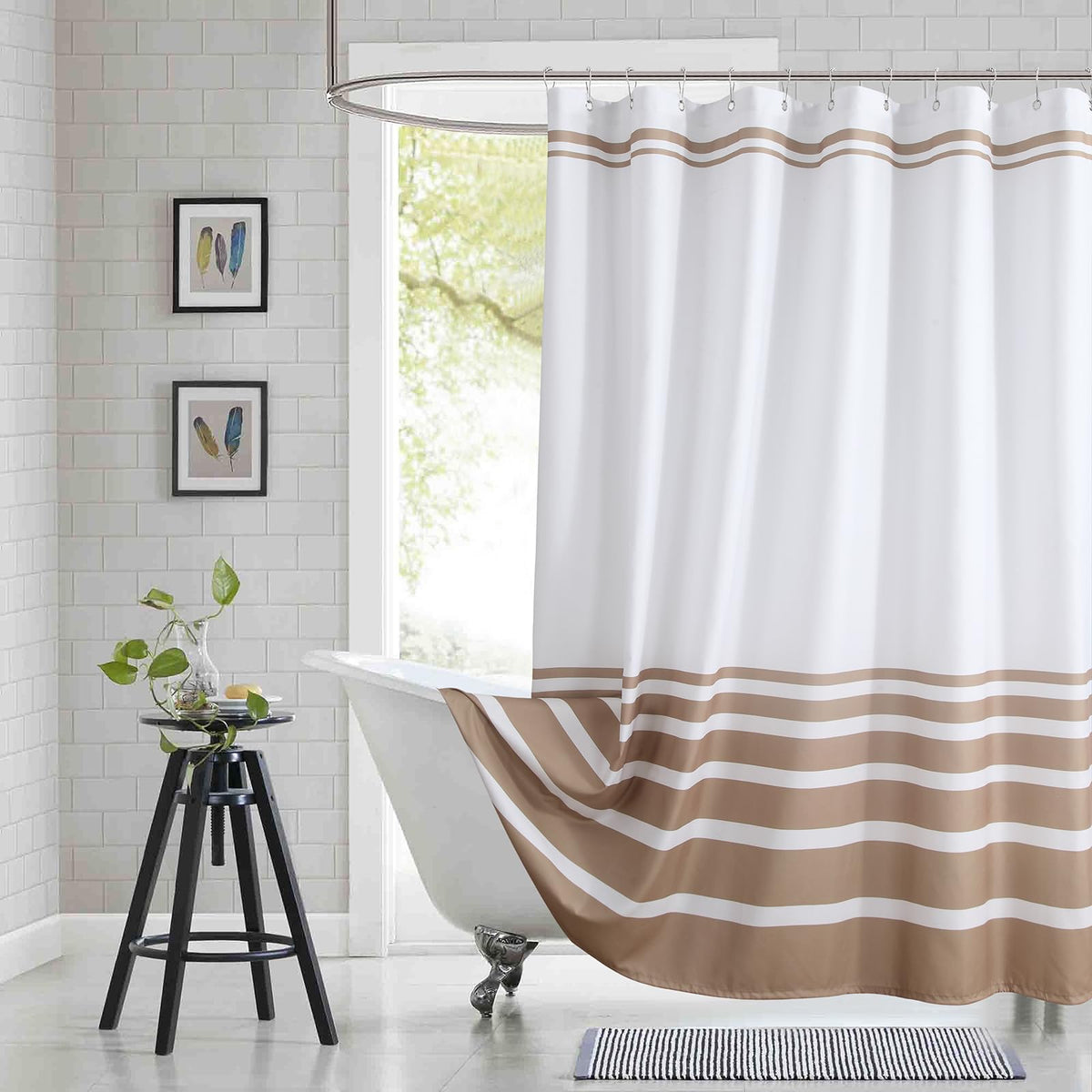 Fabric Shower Curtain, Blue Shower Curtain, Plolyester Ombre Shower Curtains for Bathroom, Modern Decorative Bathroom Curtains, 72" W x 72" H