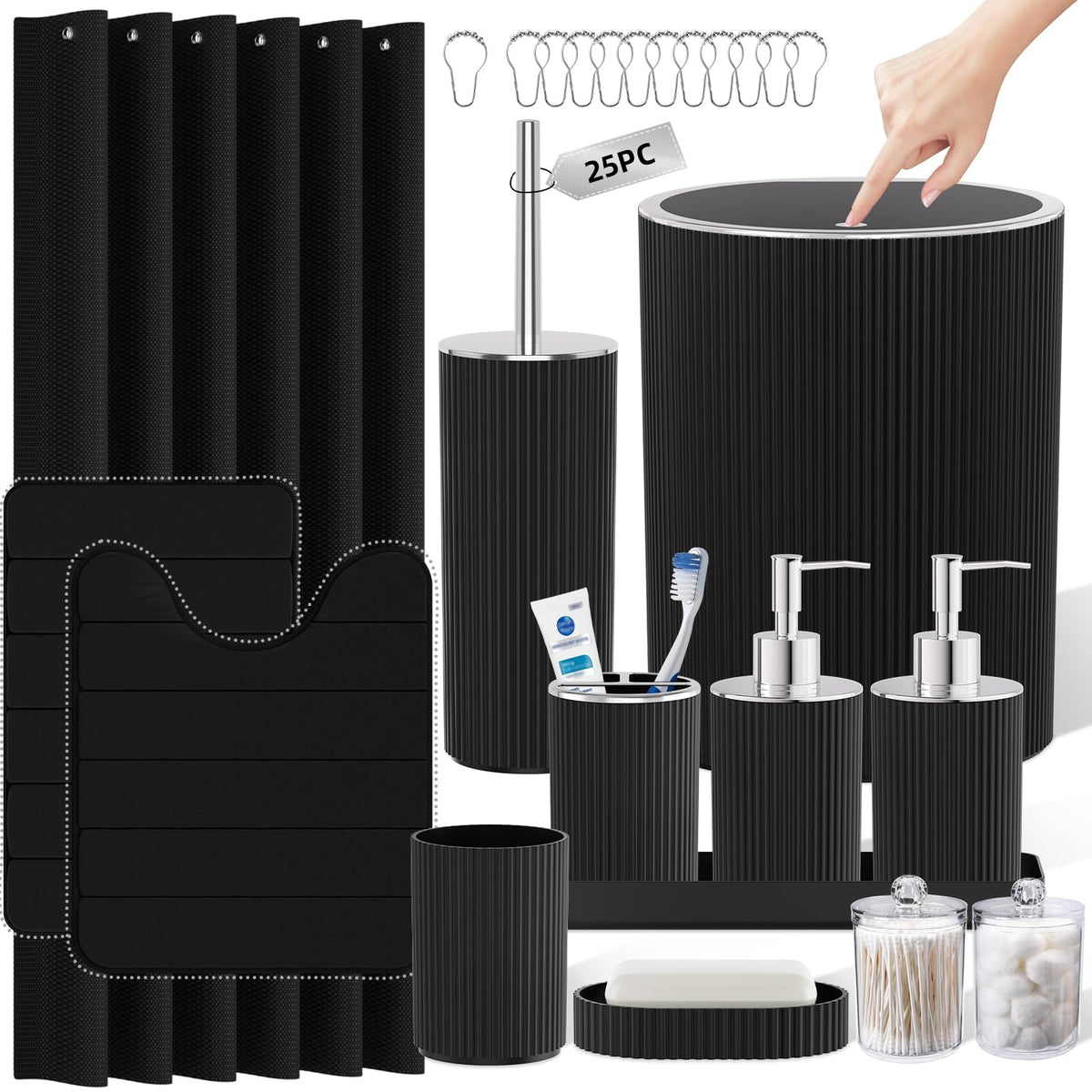 10PC Bathroom Accessory Set - White Bathroom Bath Decor Sets