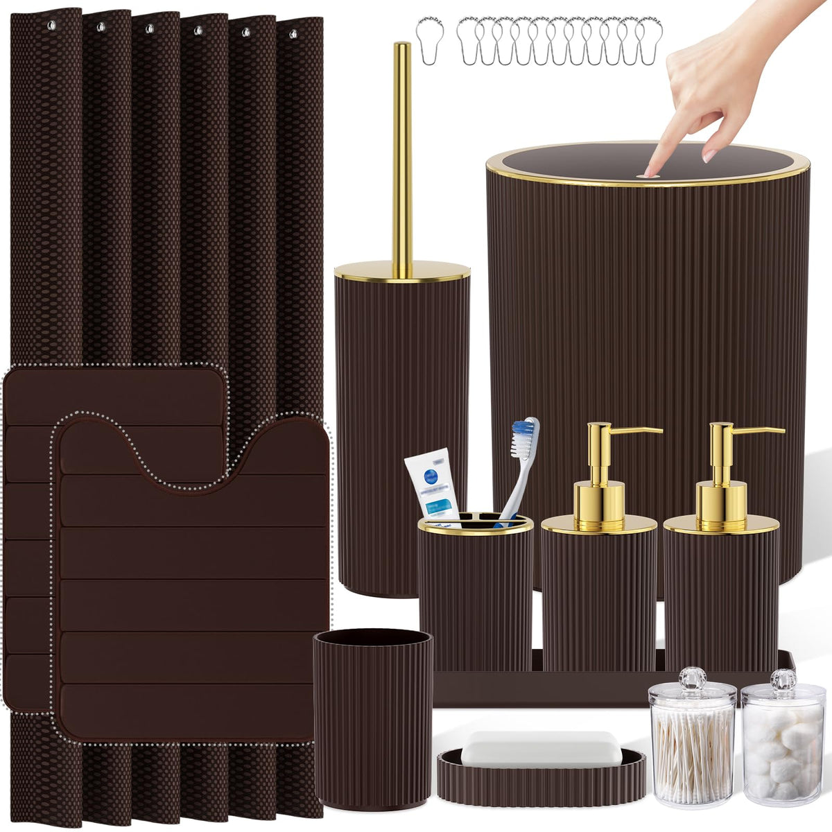 10PC Bathroom Accessory Set - White Bathroom Bath Decor Sets