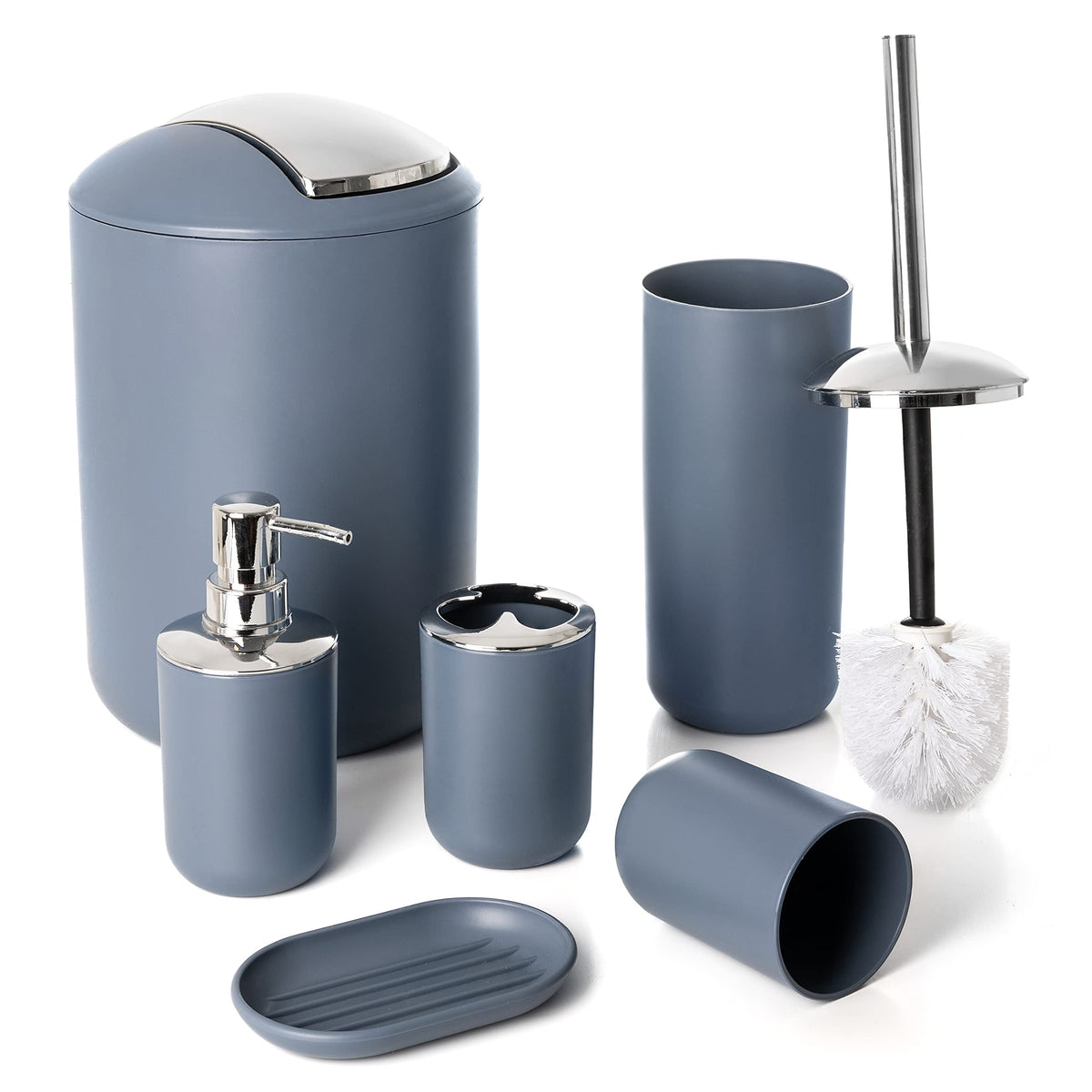 Moss & Stone 6-Piece Black Bathroom Accessories Set, Soap Dispenser