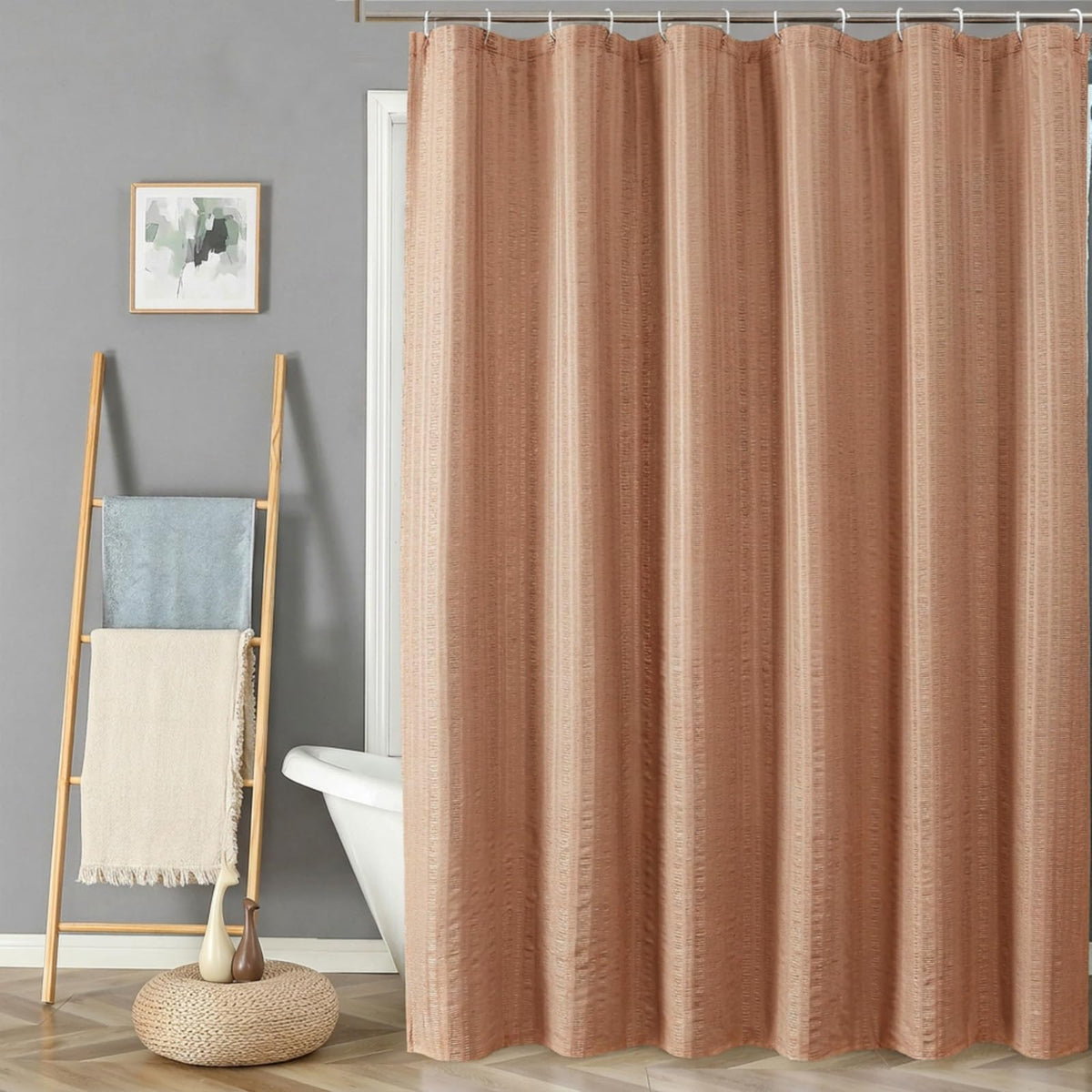 Aiyufeng Moga Sage Green Shower Curtain - 3D Embossed Textured Shower Curtains for Bathroom, Luxury Polyester Cloth Bath Curtain, 72Wx72H, Green