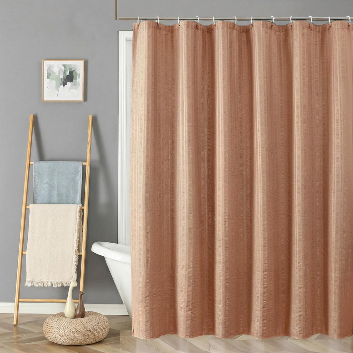 Aiyufeng Moga Sage Green Shower Curtain - 3D Embossed Textured Shower Curtains for Bathroom, Luxury Polyester Cloth Bath Curtain, 72Wx72H, Green