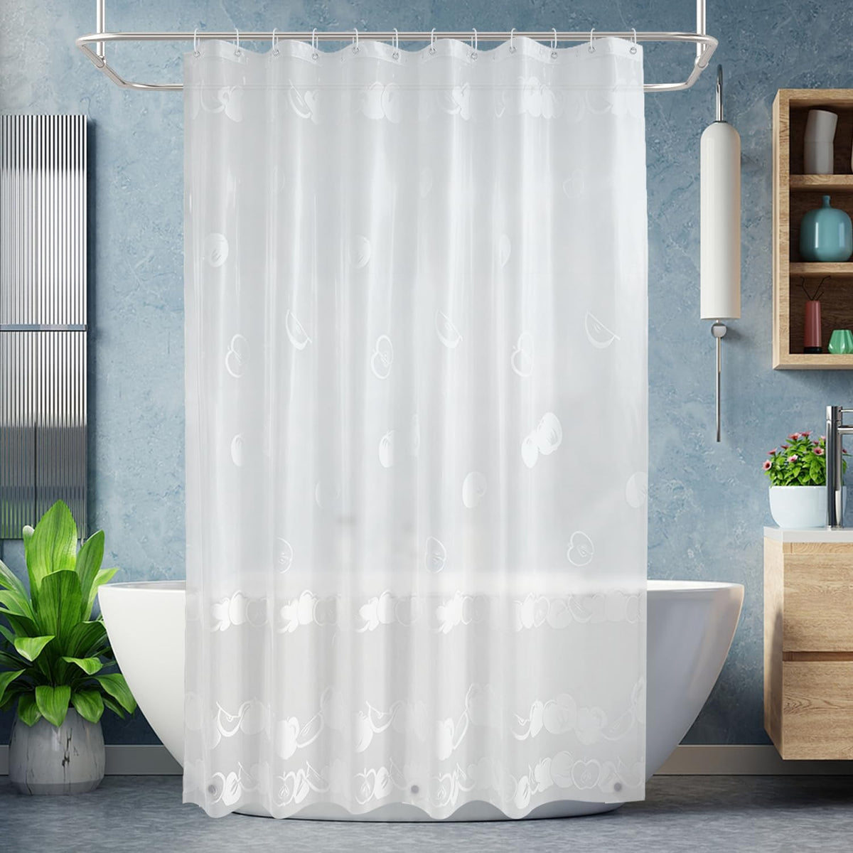 PEVA Shower Curtain, Water Repellent Premium Bathroom Shower Curtain with 3 Magnetic Weights for Shower Stall, Bathtubs