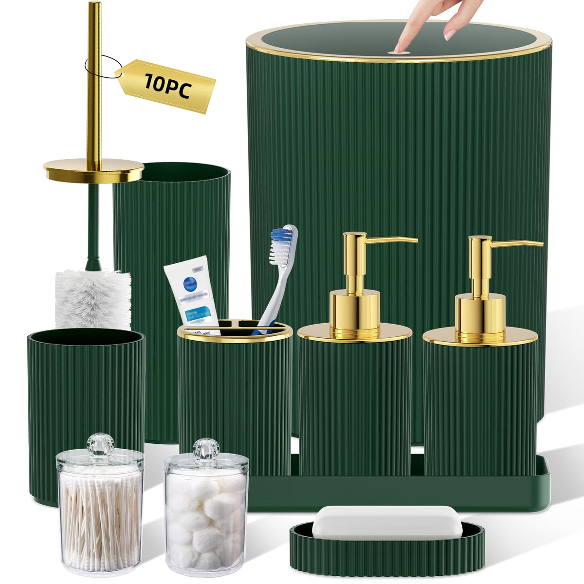 10PC Bathroom Accessory Set - White Bathroom Bath Decor Sets