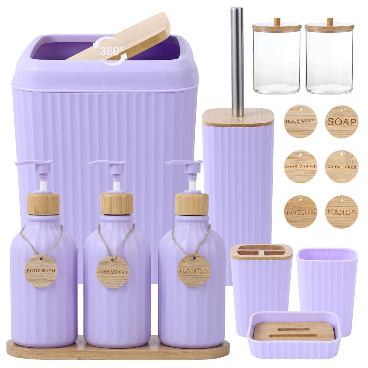 XLHOMO Black Bathroom Accessories Set 17PCS Bathroom Set with 3PCS Soap Dispenser Bathroom Accessory Set Black Trash Can for Bathroom Decor