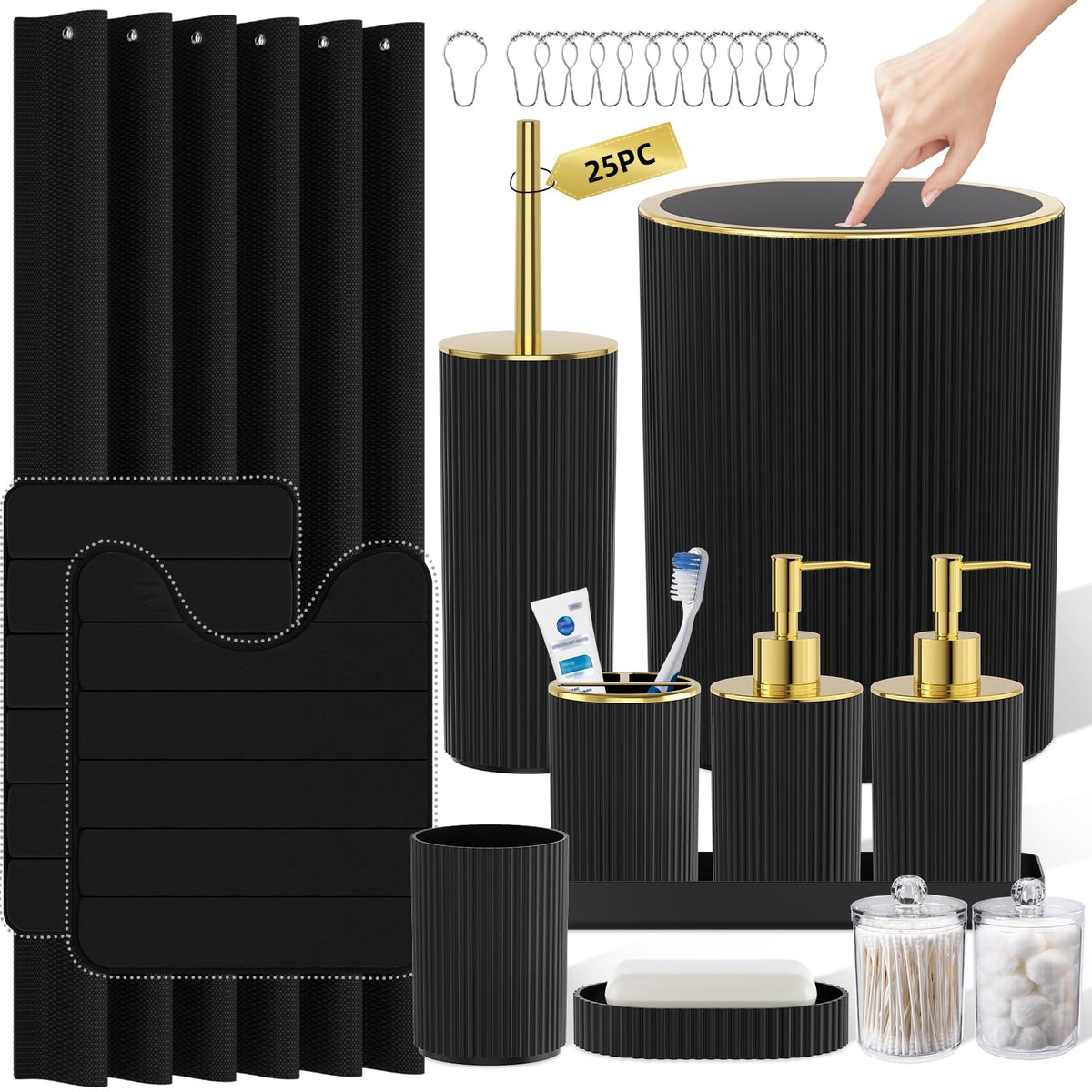10PC Bathroom Accessory Set - White Bathroom Bath Decor Sets