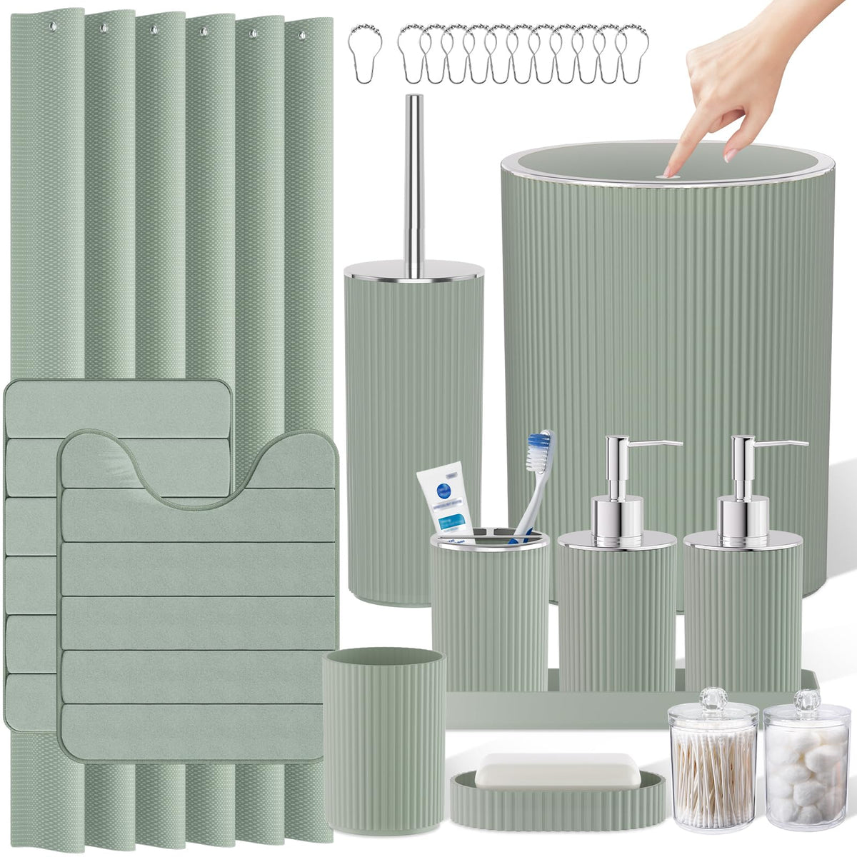 10PC Bathroom Accessory Set - White Bathroom Bath Decor Sets